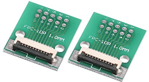 sourcing map FPC FFC Converter Connector Board 10P 1.0mm on Socket Side, Back 0.5mm, to DIP 2.54mm for LCD 3D Printer DVD TV Laptop Audio Pack of 2