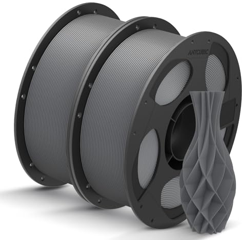 ANYCUBIC PLA Filament 1.75mm, Einfach zu drucken, 2KG Textur Grau | Filament für 3D-Drucker mit hoher Festigkeit, langlebig, wiederverwendbare PLA-Spule, intelligente Identifikation