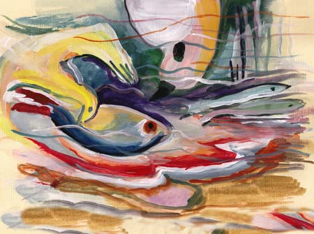 adrium Acryl-Bild 80 x 60 cm: Über Kandinskys Motive, die Jagd der Vögel nach Fischen(115274423)
