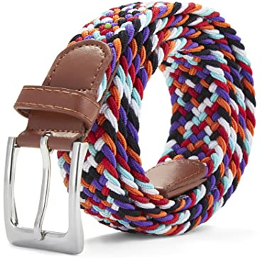 Woodland Leathers Elastic Braided Belt, Unisex Men Women Casual Stretch Woven Belt (Colourful, XLarge-2XLarge)