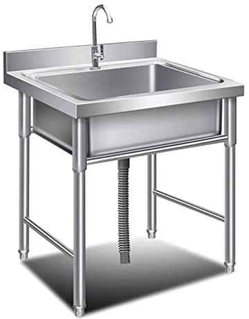 Spülbecken Edelstahl Ausgussbecken Waschbecken Werkstatt Spüle Standwaschbecken Freistehende Spüle Waschtrog Outdoor Garage Garten Küche Camping Keller Spülschrank Komplettspüle