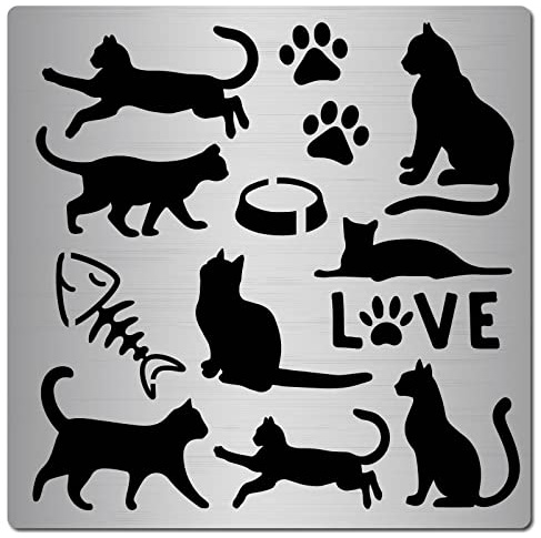 CREATCABIN Metall-Stanzschablonen Für Katzen Schneidet Plaketten Stanzformen Liebespfote Tiere Schablonenwerkzeug Malen Basteln Scrapbooking Basteln Fotoalbum Dekorative Prägung Holzbrennen 16 x 16cm