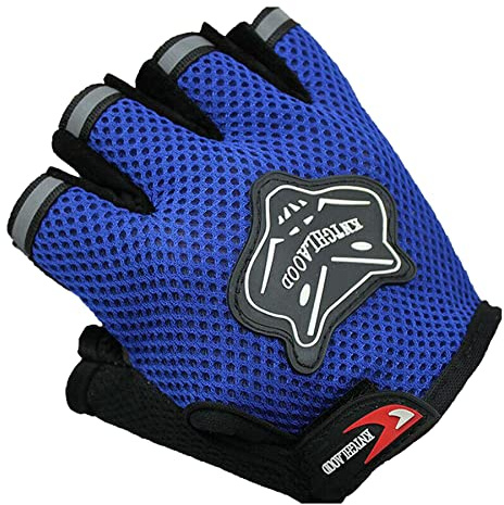 Laxzo ® Half Finger Gloves Men Anti Slip Breathable, Unisex Bike Fingerless Gloves Blue, Ideal for Summer Riding, MTB, Bike, Sports, Hiking, Climbing, and Gym