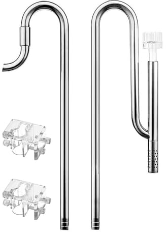 DONGKER Einlauf Auslauf Aquarium, 12/16 mm Steel Stainless Inflow Outflow, Edelstahl Lily Pipe Filterrohr Wasserleitung mit Acryl Oberflächenabsauger Wasseroberfläche Skimmer