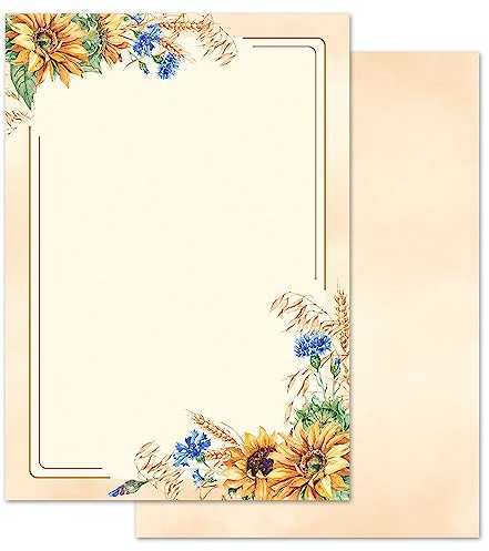 50 Blatt Briefpapier SPÄTSOMMER - DIN A4 (210x297 mm), 90 g/m² - Sommermotiv