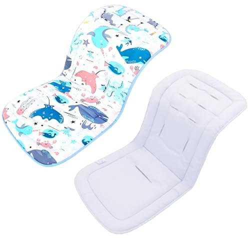 Baby Pushchair Seat Liner Breathable Baby Stroller Cushion Cotton Strollers Seat Pad Car Seat Protector Pram Insert Pad Universal Pram Seat Covers for Buggy Pushchair High Chair