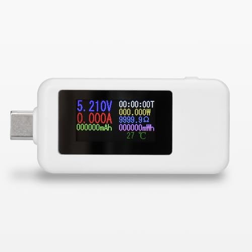 Type C Tester Messgerät, Aideepen 4-30V 0-5.0A USB C Tester Voltmeter, USB C Tester misst Spannung Multimeter, Farbdisplay Spannungstester, Strommesser, Leistungskapazität
