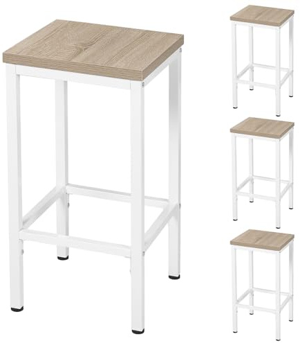EUGAD Barhocker, 4er Barstühle, Küchenhocker, Tresenhocker, industrieller Hocker, mit Fußstütze, für Bar Esszimmer Küche Salon, aus Holzwerkstoff Metall, helle Eiche, 1059BY-4
