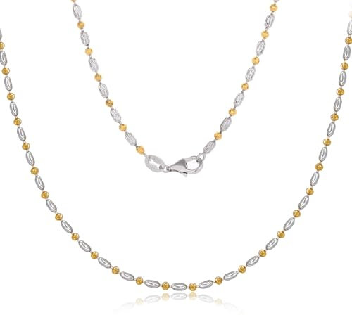 BENIFILE Beaded Necklace for Women, 925 Sterling Silver Dainty Necklace Ball Chain Necklaces, Boho Personalized Necklace, Simple and Trendy Choker Necklaces for Women Girls Gifts (45)