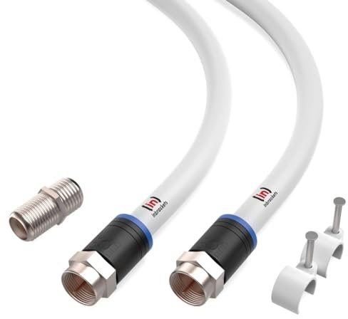 Inbrackets Ultimate Extension Cable Lead Kit for Virgin Media TV, Broadband, TiVo, and Superhub – Enhanced Connectivity with Clips White (8 Metres)