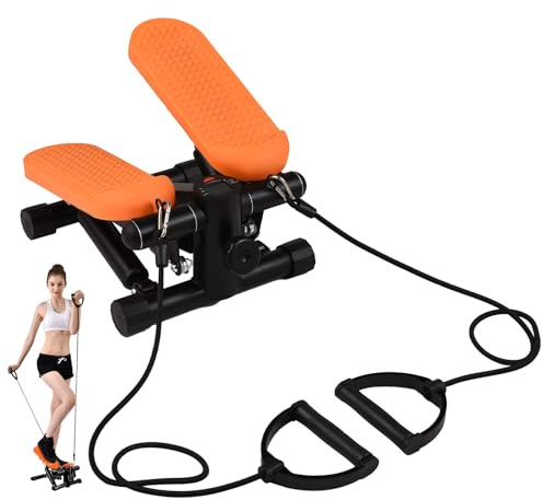 Lixada Stair Stepper for Exercises, Mini Stepper with Resistance Band & LCD Monitor, Gym Fitness Stair Stepping Exercise Equipment Stepper Machine for Home Workout, Legs Arm Full Body Training