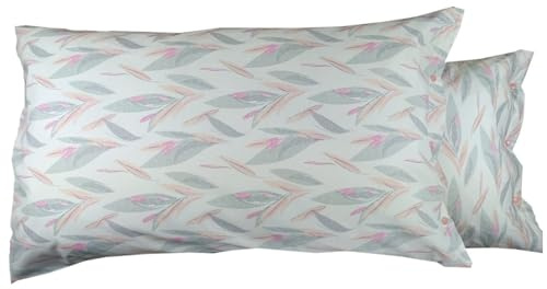 Coppie Federe con Bottoni Tulipani Stilizzati Rosa 100% Cotone | Traspirante