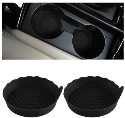 JNNJ 2 Pièces Porte-Gobelet Silicone Véhicule, Voiture Universels Porte-Gobelet Tapis, Porte-Gobelets Antidérapant, sous-Verre Aux Hautes Températures pour Véhicule, pour Tasses à Café(Noir)