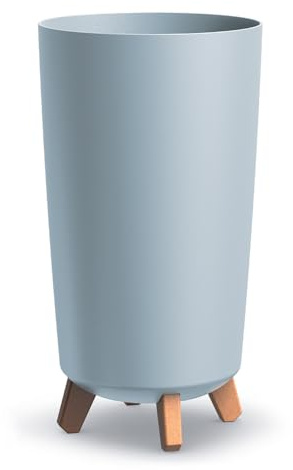 DIKEL Gracia Vaso da fiori rotondo su gambe - Vaso da fiori per interni ed esterni - Vaso da fiori - Vaso da balcone - Vaso decorativo - DGTL240 + argilla espansa 1l - 195x195x365mm - Grigio