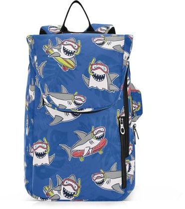 Amooorous Tennis-Badminton-Rucksack, atmungsaktiv, Cartoon-Tauchen, Graufisch, Meer, Tennistasche, für 2 Schläger für Damen, Herren, Jugendliche