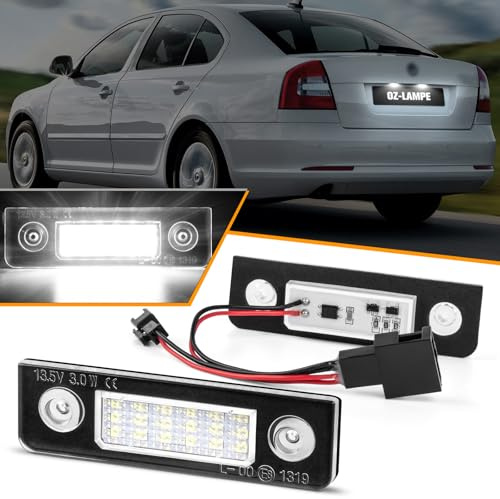 OZ-LAMPE Kennzeichenbeleuchtung für Skoda Octavia 2 1Z Limousine kombi 5J | Nummernschildbeleuchtung, Beleuchtung mit Canbus Fehlerfrei, 2 Stücke, 1Z0943021B