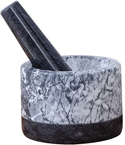 Ensemble de mortier et Pilon, Ensemble de Bols à mortier et Pilon en marbre de qualité supérieure, broyeur à épices en Pierre Solide pour la Cuisson des épices à l'ail Lavable