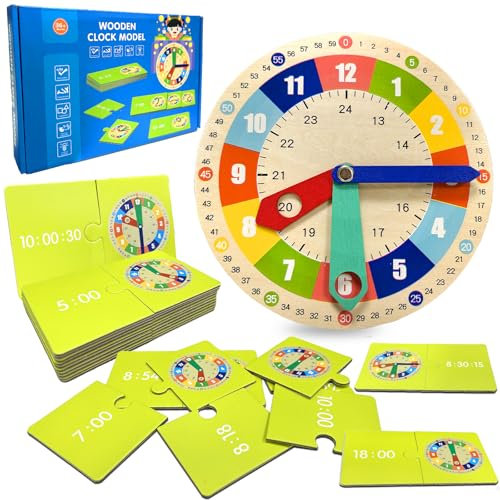 Felicify Lernuhr Kinder, Uhr Lernen, Uhrzeit Lernen Kinder, Uhr zum Lernen für Kinder, Montessori Spielzeug, Zeitunterrichts und Demonstrationsuhrmodell für Kinder 1-3 Jahre