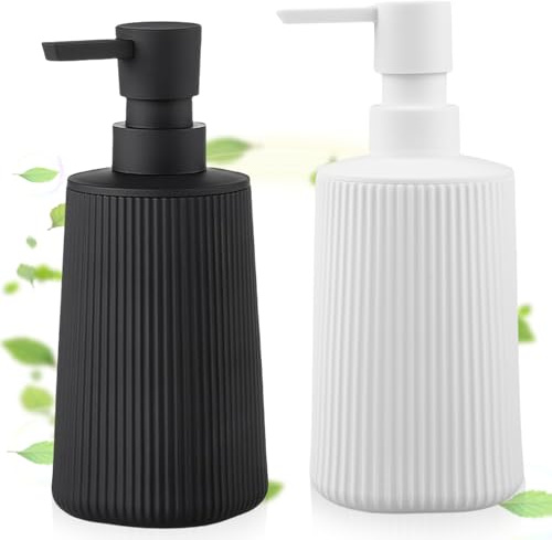 2 Stück Seifenspender Kunststoff Spülmittelspender, 380ml Seifenspender Bad für Badezimmer Küche Spülmittelspender nachfüllbar mit Pumpspender