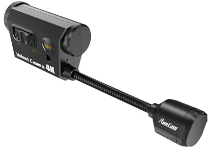 RunCam Hjälmkamera, 4K böjbar actionkamera med 6 timmars inspelning för Airsoft, paintball, taktisk hjälm, ridning, motorcykelåkning, cykel, cykling, klättring, utomhussport