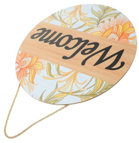 MAGICLULU Willkommensschild Aus Holz Hängendes Türschild Mit Blumenmuster Dekoratives Haustürschild Mit Aufhängeseil Personalisiertes Willkommensschild Für Wand Oder Tür