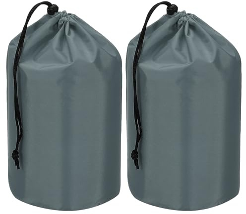 PATIKIL Saker säck, 2 st 13 x 25 cm vattentät utomhus förvaringsväska bärbar dragsko dammklaffväska lätt sovsäck för camping vandring resor, mörkgrå