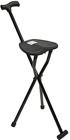 Sedia pieghevole per bastone da passeggio - Sgabello per treppiede in alluminio leggero, bastone da passeggio antiscivolo, sedia portatile per anziani, capacità di 113 kg, supporto e supporto per la