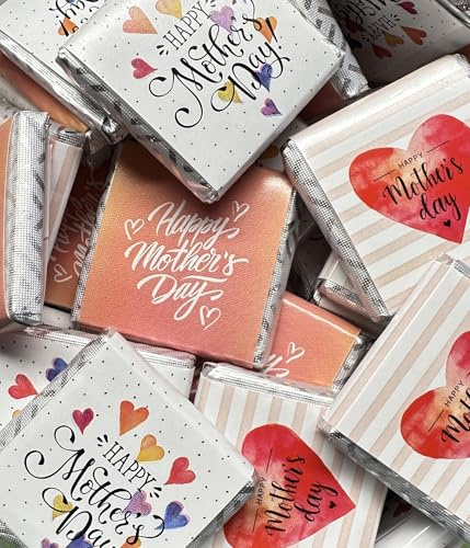 25 Mothers Day Chocolates – Mini Chocolate Neapolitan Squares Assorted Wrapper Designs Sweet Treat Favours for Mum Gifts for Letterbox & Party Table Decorations