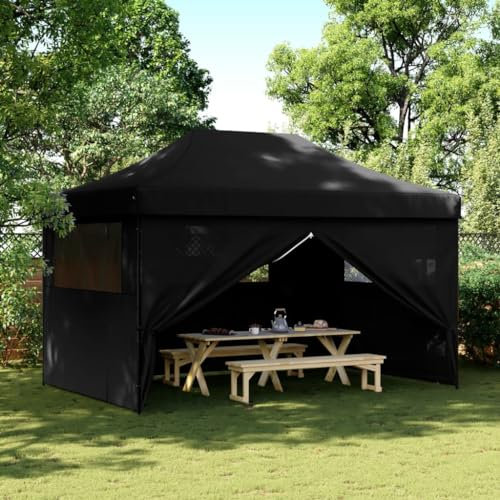Snsowed Tendone per Feste Pieghevole Pop-Up con 4 Pareti Nero,Impermeabile Protezione UV,Tendone per Feste,Tende per Eventi e Tendoni-4004982