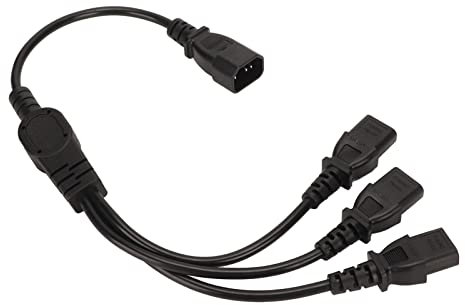 KENANLAN Power Cable, IEC 320 C14 Male to 3 X C13 Female Y Splitter Cable, 10A AC 125V AC, PVC, Brass 075, for PCs, Monitors, Scanners, Printers, works with most devices