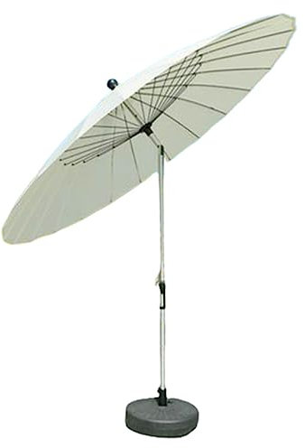 Ombrellone rotondo per esterni, design cinese, 24 stecche, manovella regolabile, portatile e pieghevole, perfetto per giardino, terrazza, ponte, base riempibile, bianco
