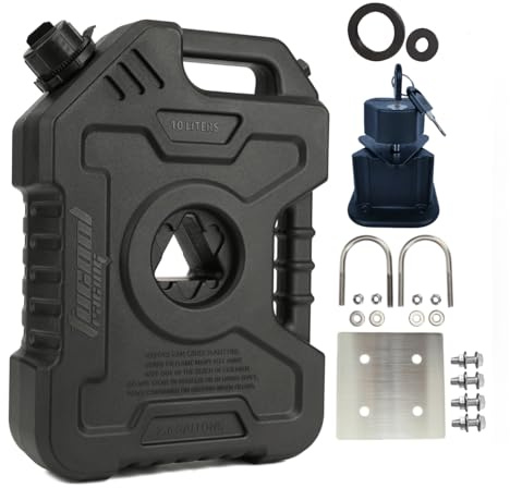 Tucool Racing 10-Liter-Kanister Kraftstofftank 2,6 Gallonen Ersatzbenzinkanister Passend für Motorrad SUV ATV Autos Boot Offroad (THLH-10L Halterung 304ss Schwarz)