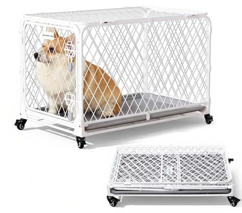 Gardner Pet Hundekäfig faltbar, Transportbox Drahtkäfig, 76x48x49 cm | Diamantgitter, Montagefrei, 4 Rollen, Ausziehbare Schale, Für kleine/mittelgroße Hunde