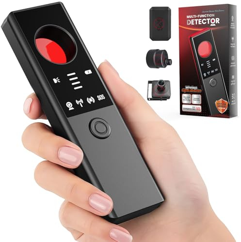 Anti-Spy Hidden Camera Detector - 6-in-1 GPS Tracker & Bug Detector, Signal Scanner, Rechargeable Privacy Protector for Solo Users/Hotel/Office/Home/Car with Intrusion Alert & SOS Flash Alert,Black