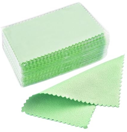 50 paños de limpieza for plata, suaves y limpios, for limpiar collares, anillos joyas (gris, 10 x 6,5 cm)(Green,10 * 6.5cm)