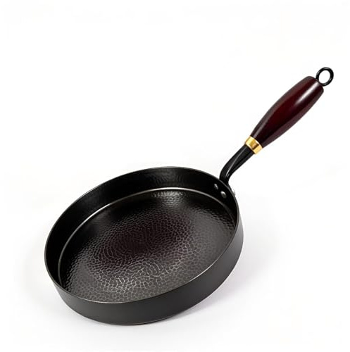 Calmabode 10 Inch Pre-Seasoned Carbon Steel Pan, Frying Pan Skillet - Commercial Grade Deep Carbon Steel Pan for Gas, Electric, Induction - Non-Toxic, Fast Even Heating for Steak, Eggs, Searing