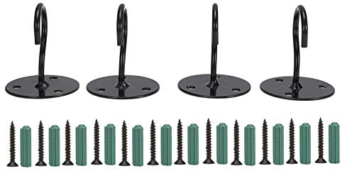Adfaga Paquet de 4 crochets de plafond en métal robustes, crochets muraux pour suspendre des lanternes, des pots de fleurs, des carillons éoliens, décoration de jardin intérieure et (Noire)