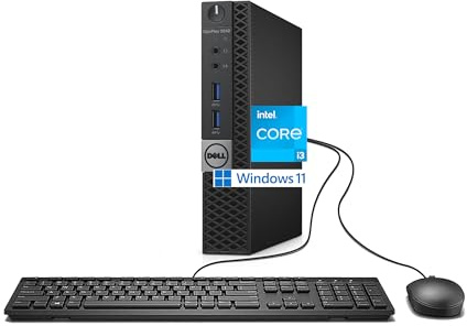 ell Optiplex 3040 Mini PC de Bureau Intel Core i3-6100, 8 Go de RAM, SSD 256 Go, WiFi, Bluetooth, clavier QWERTY américain, Windows 11 Pro (reconditionné)