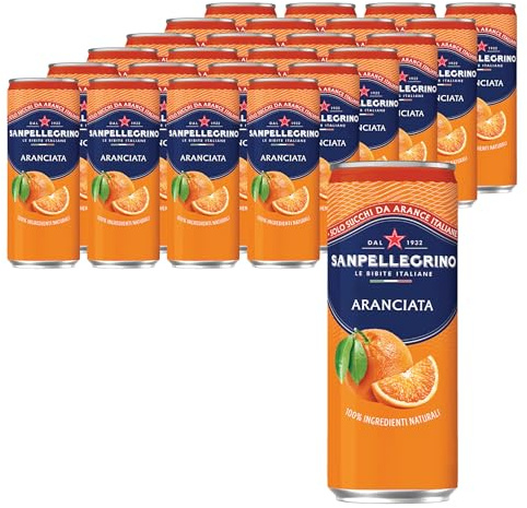 San Pellegrino Aranciata 33cl x 24 | Aranciata Frizzante in Lattina | Confezione da 24 Lattine da 330ml