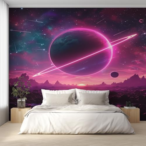 Genérico Papel Pintado Planeta, Papel Pintado pared Dormitorio Galaxia Espacio Exterior, Decoracion pared Salon, Fotomurales Tejido no Tejido, 366 x 254 cm K-MZ&12