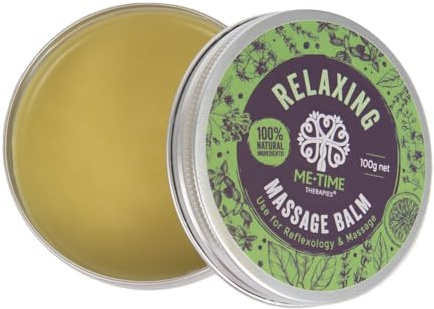 Relaxing Massage Balm with Lavender, Geranium & Bergamot 100g – Professional Aromatherapy Balm for Relaxation & Reflexology – Me Time Therapies. Made in UK