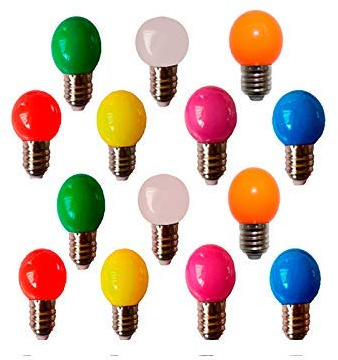 BOMBILLA LED ESFERICA G45 230V 3W E27 COLORES MIXTOS 14 UNIDADES