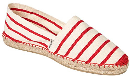 weltenmann Formentera – Espadrilles Slip-on Classiques en Coton à Rayures avec Sac en Tissu, Caprese, 45, Handmade in Spain
