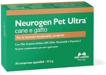 NBF Lanes | Neurogen Pet Ultra Cane e Gatto, 30 Compresse Appetibili, per la Normale Funzione Cerebrale, Cani e Gatti Senior