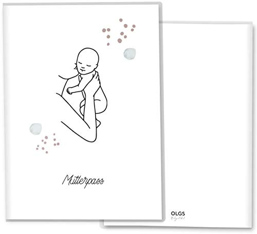 OLGS Mutterpasshülle Modern Lineart Love, Kunststoff Hülle mit Ultraschallbilder Fach