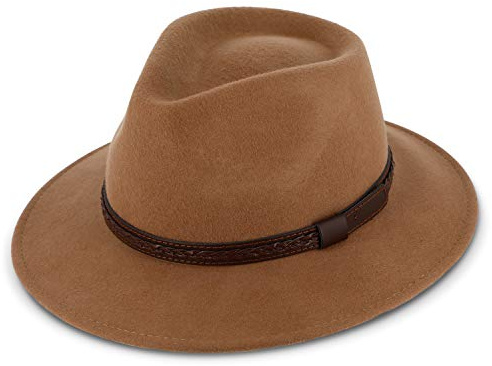 fiebig Edison Traveller mit Kunstlederband | Filzhut aus 100% Wolle für Damen und Herren | Angenehm leichter Sitz für das ganze Jahr | Wollfilzhut Made in Italy
