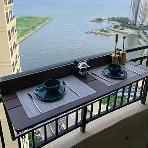 ADASP Table Murale Rabattable Table Balcon Suspendue Table Pliante Murale Exterieur Petite Table de Bar Portable Table de Balcon pour terrasse Marron
