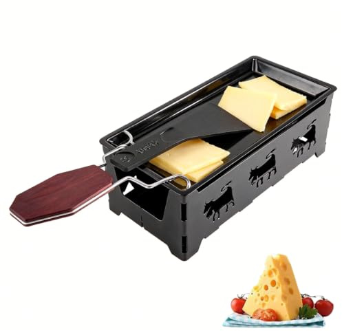 Raclette Grill mit Rahmen und Spatel, Tragbare Racletteofen mit Teelicht | Antihaft-Käseschmelzer Rotaster Backblech Herd Set für Haushalts Küche Grillwerkzeug