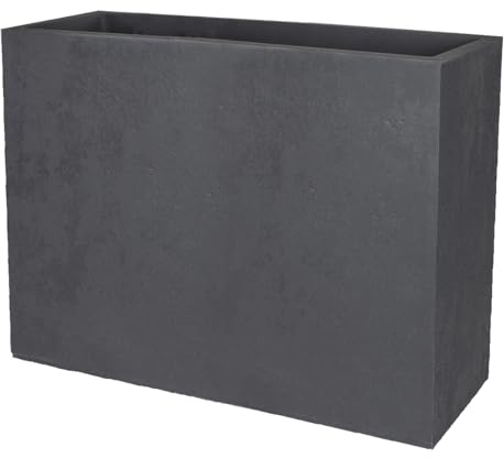 EDA - Jardinière Muret Loft L Basalt - 46 L - Décor Imitation Béton - Utilisable à l'Intérieur et à l'Extérieur - Zone de Rétention d'eau pour Limiter l'Arrosage - 78 x 29 x H.60 cm - Gris Anthracite