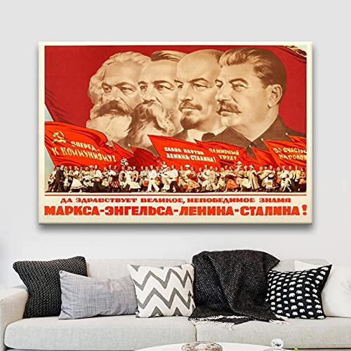 Lienzo Pintura De Pared Comunismo Cartel De Propaganda Marx Friedrich Engels Lenin Stalin Cartel Moderno Arte De Pared Imagen Para Sala De Estar Decoración De Oficina Sin Marco (60x90cm Unframed)